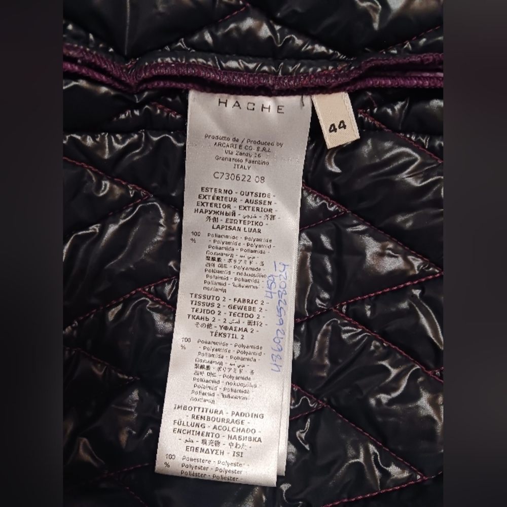 HACHE Italy Purple/ Black  Quilted Jacket Size 44/ M - Picture 13 of 16